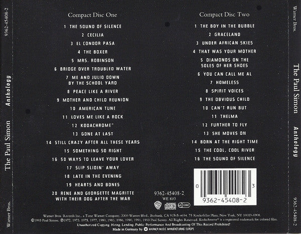 Paul Simon - The Paul Simon Anthology Fatcase 2CD