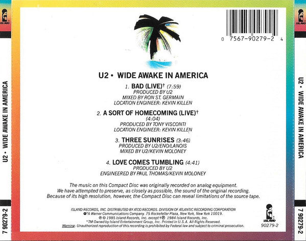 U2 – Wide Awake In America CD
