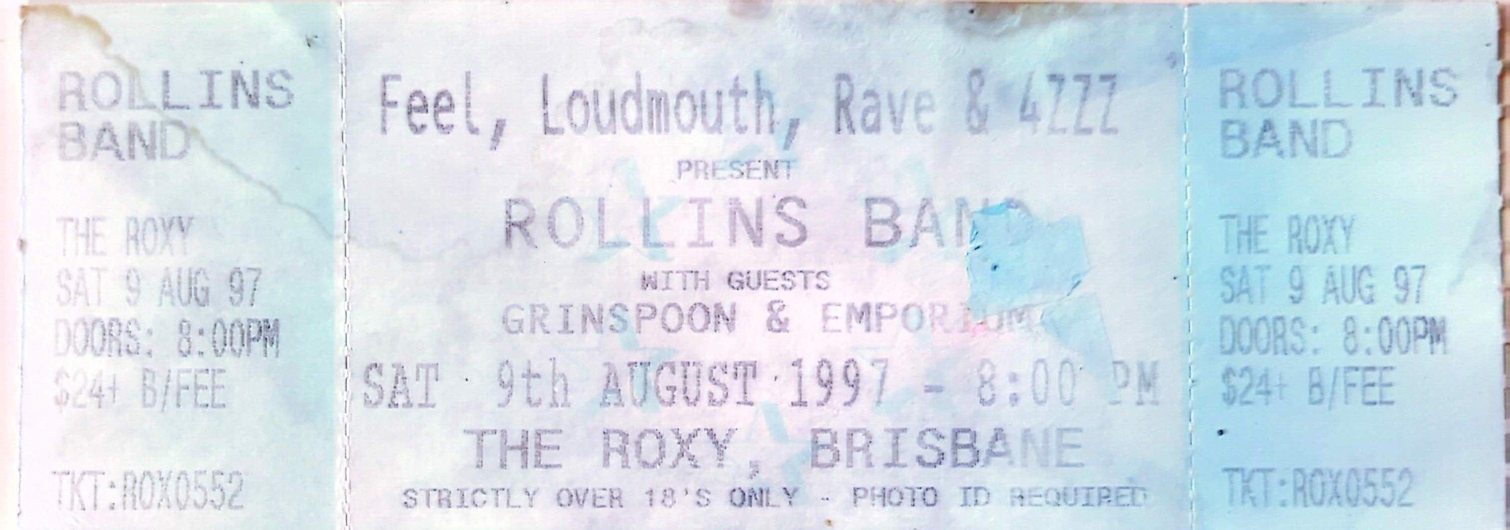 Rollins Band - 1997 Original Vintage Concert Ticket Seat 552