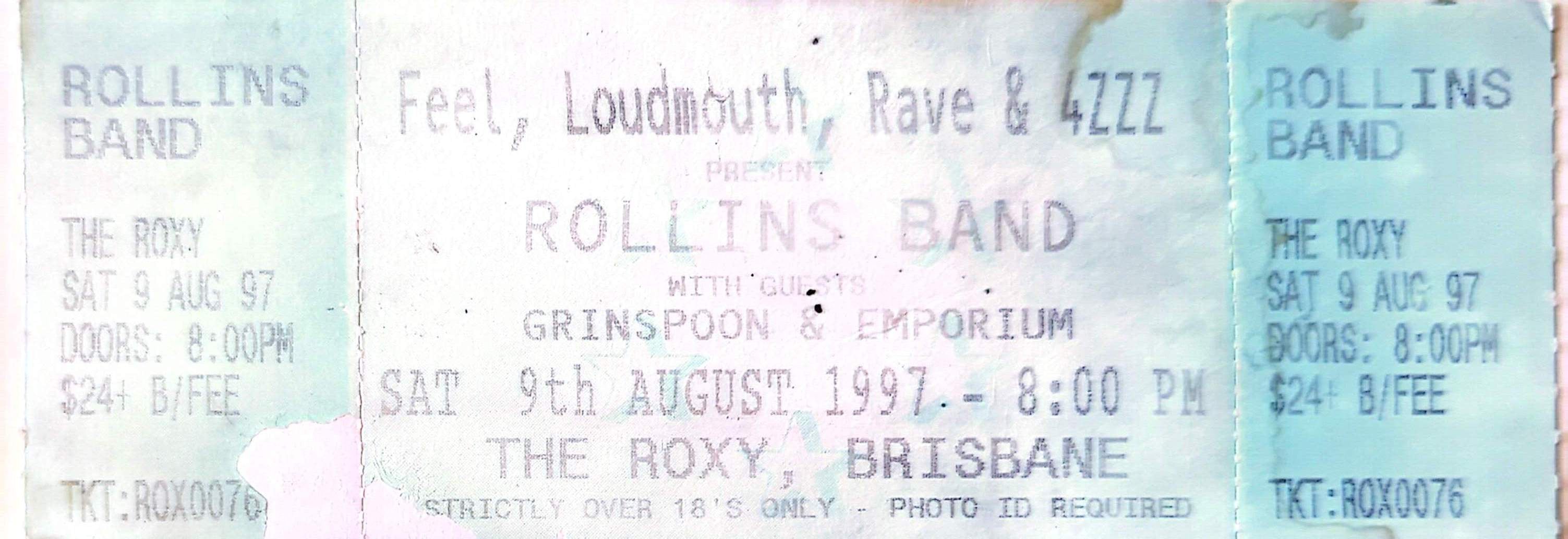 Rollins Band - 1997 Original Vintage Concert Ticket Seat 76