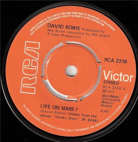 David Bowie - Life On Mars? / The Man Who Sold The World 7" Vinyl Single (Used)