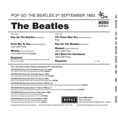 Beatles - Pop Go The Beatles #14: September 3rd 1963 Vinyl 7" EP