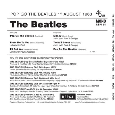 Beatles - Pop Go The Beatles #12: August 1st 1963 Vinyl 7" EP