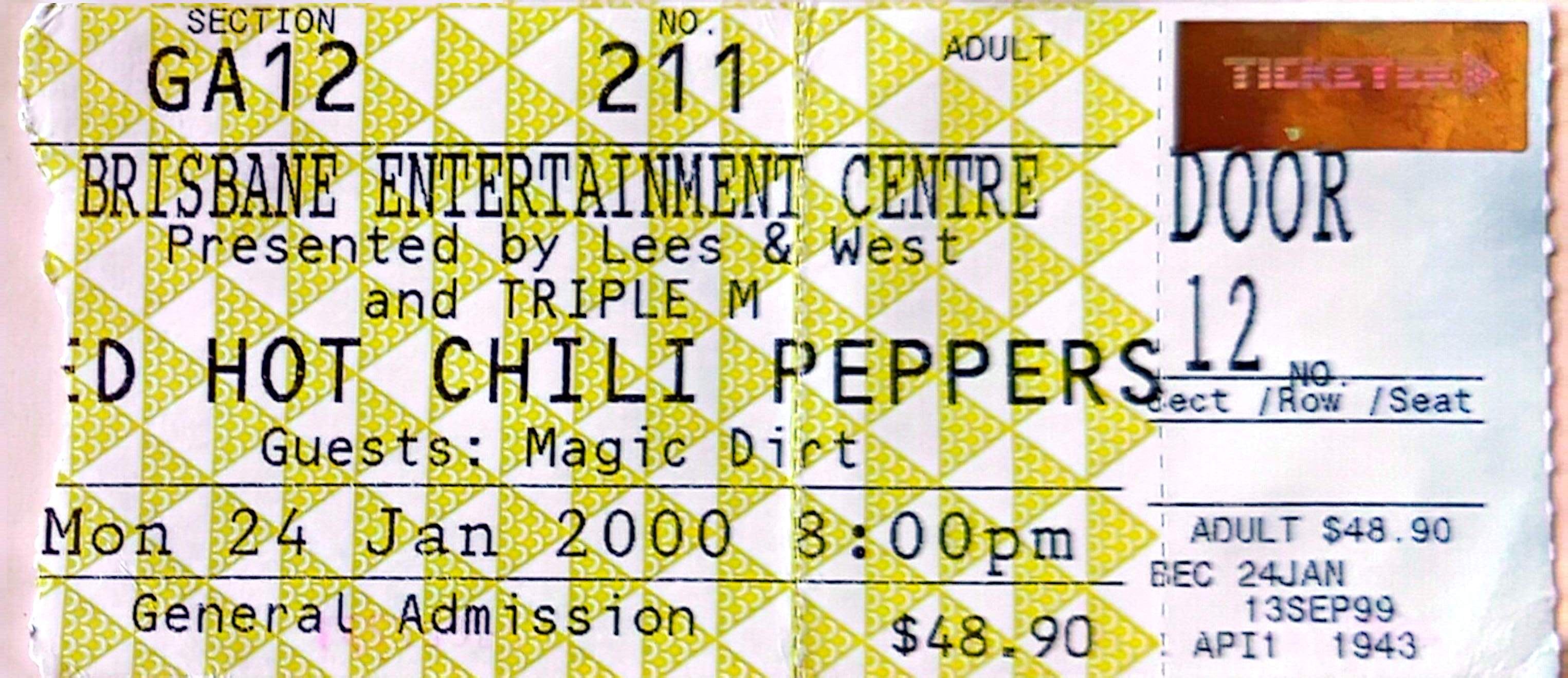Red Hot Chili Peppers - 2000 Original Vintage Concert Ticket Seat 211