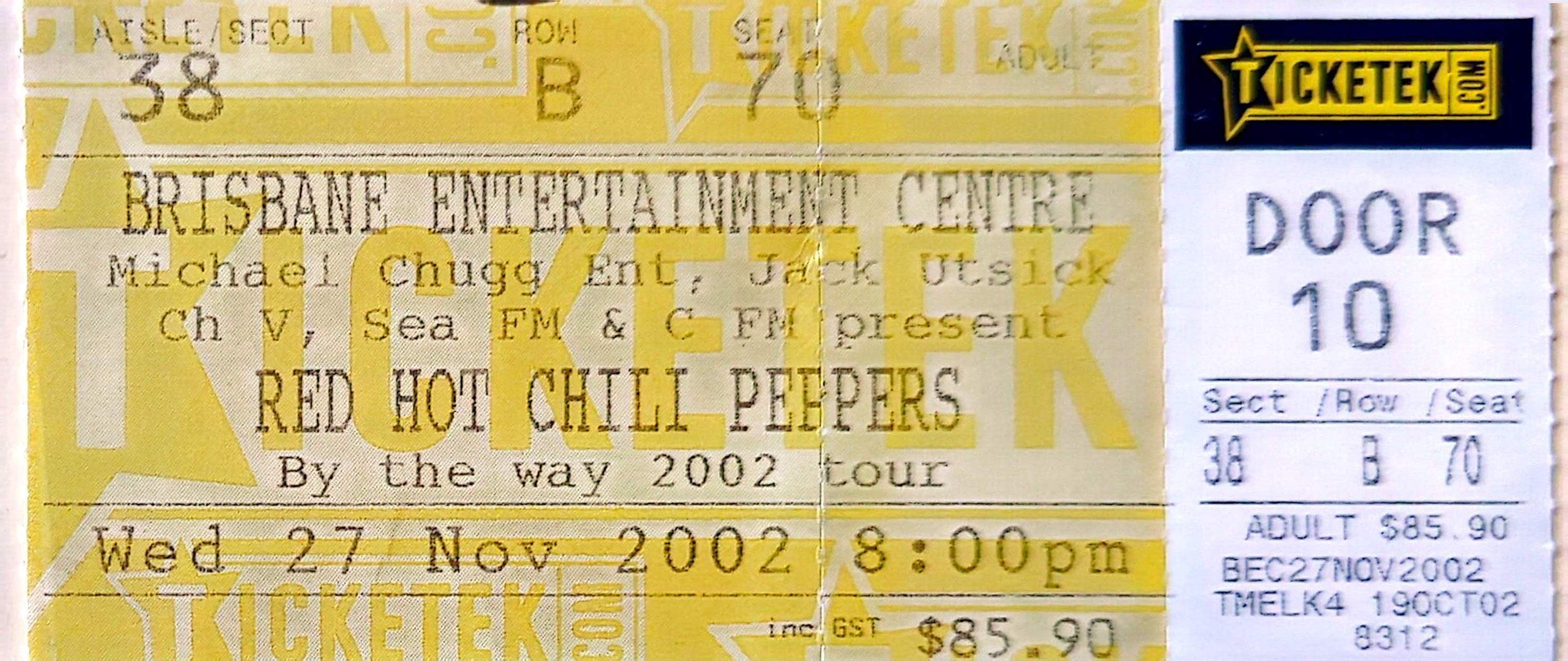 Red Hot Chili Peppers - 2002 Original Vintage Concert Ticket Seat 70