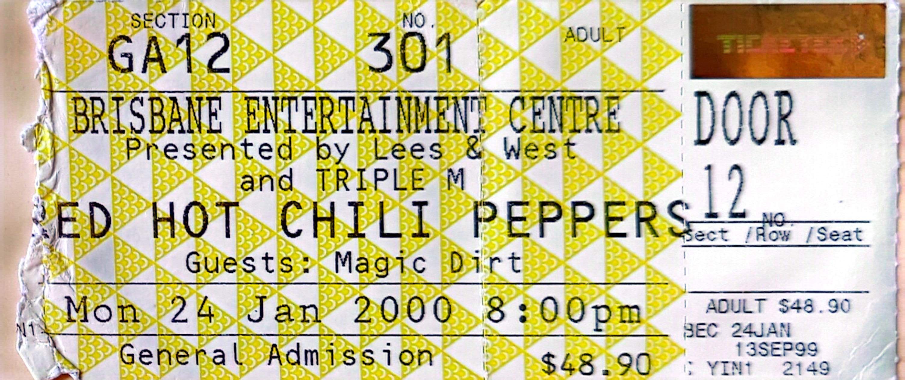 Red Hot Chili Peppers - 2000 Original Vintage Concert Ticket Seat 301