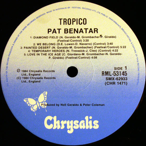 Pat Benatar - Tropico Vinyl LP (Used)