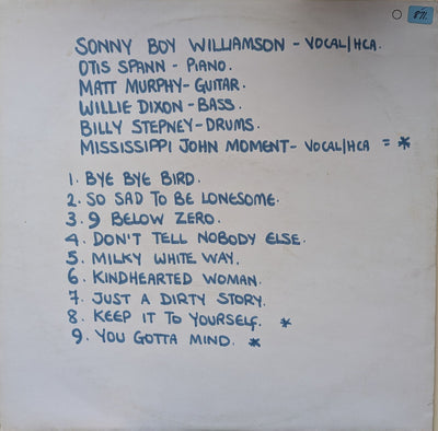 Sonny Boy Williamson - The Last Sessions 1963 (Unofficial) Vinyl LP (Used)