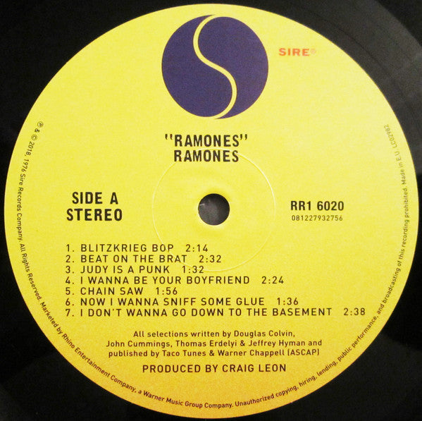 Ramones - Ramones Remastered 40th Anniversary Reissue Vinyl LP (Used)