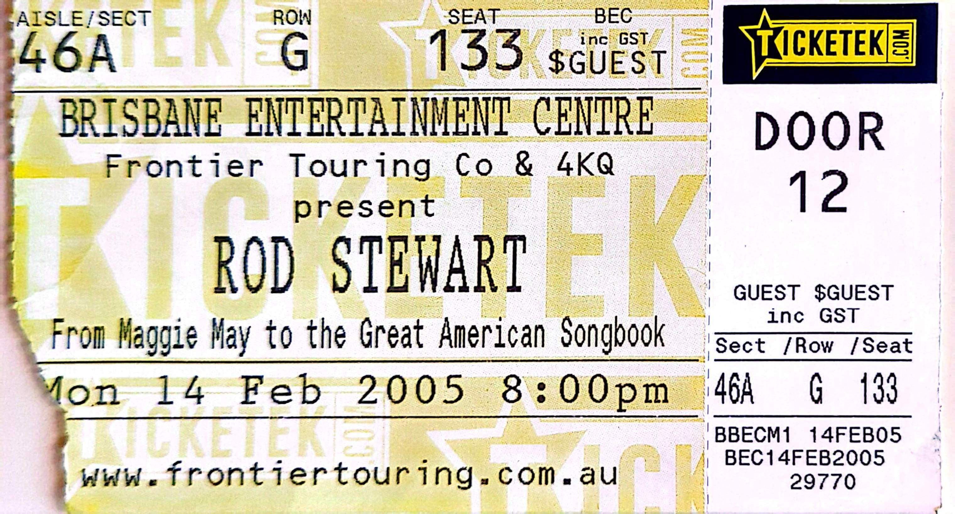 Rod Stewart - 2005 Original Vintage Concert Ticket Seat 133