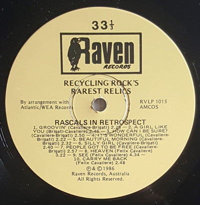 Rascals – In Retrospect (A Selection Of Classic Recordings 1966-1969) Vinyl LP (Used)