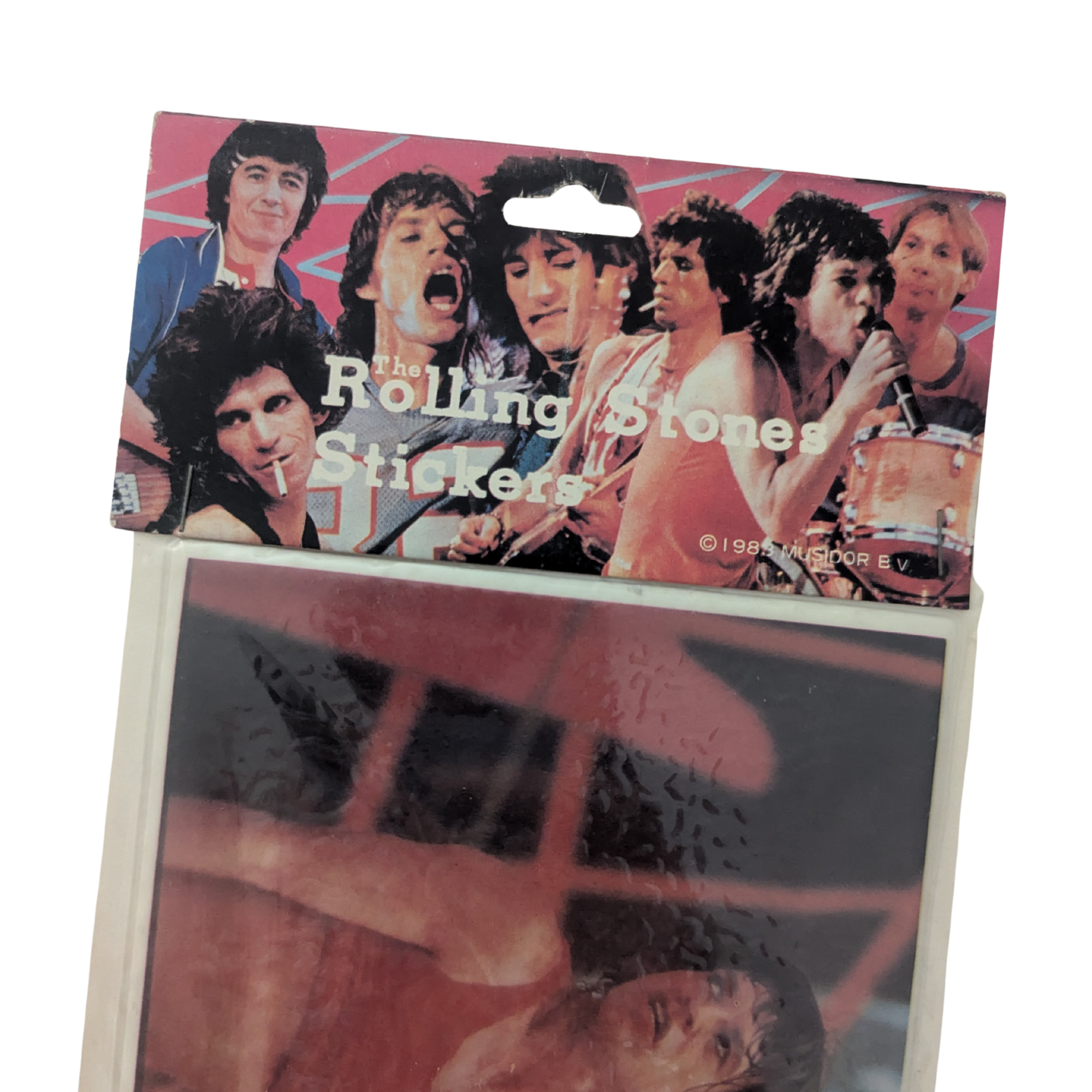 Rolling Stones - Mick Jagger Sealed Sticker 1983 (Red Singlet)