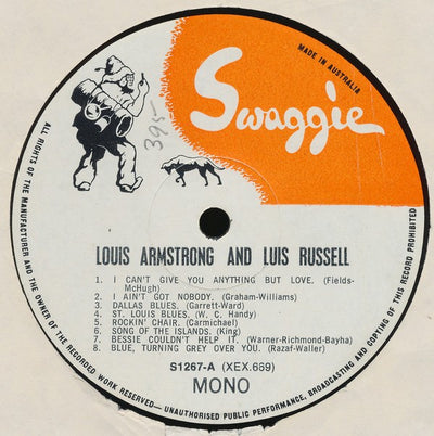 Louis Armstrong & Luis Russell - Louis Armstrong And Luis Russell Vinyl LP (Used)