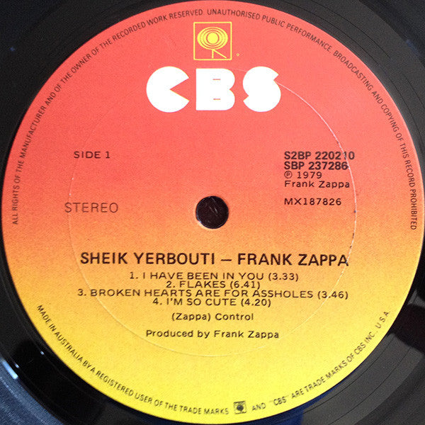 Frank Zappa - Sheik Yerbouti Australian Pressing Vinyl 2LP (Used)