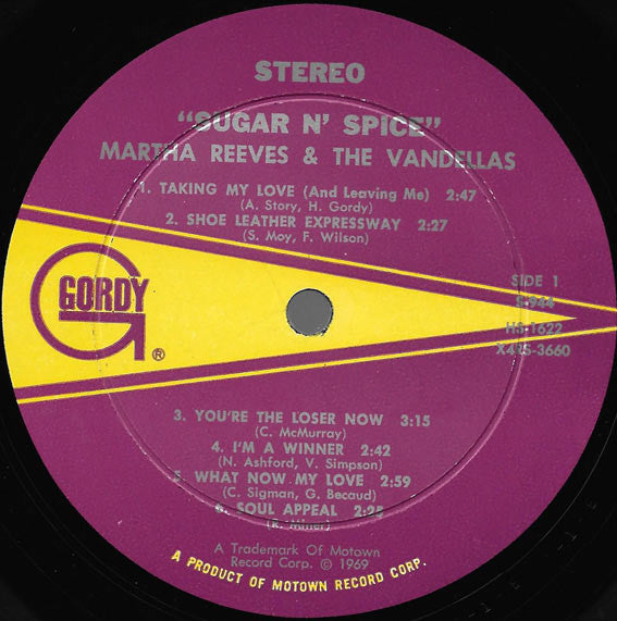 Martha Reeves & Vandellas - Sugar 'n' Spice Vinyl LP (Used)