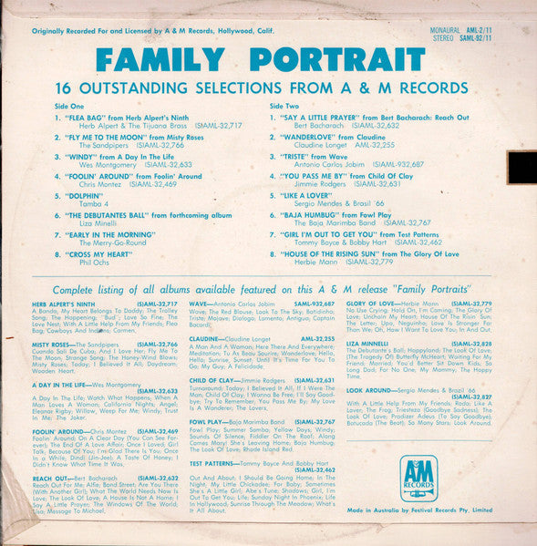 Various Artists - Family Portrait - 16 Outstanding Selections From A&M Records Vinyl LP (Used)