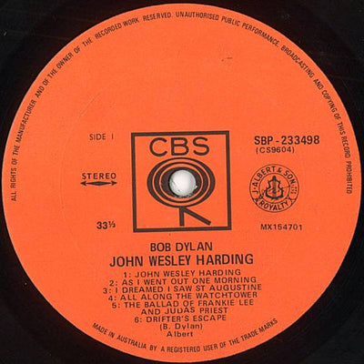Bob Dylan - John Wesley Harding Vinyl LP (Used)
