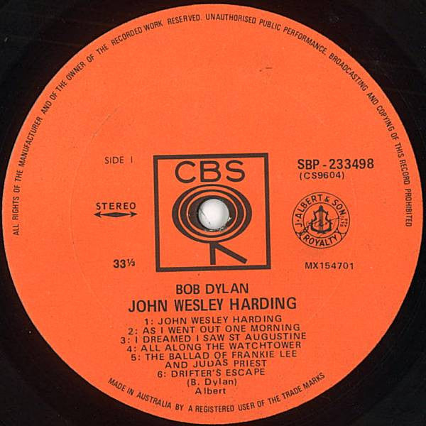 Bob Dylan - John Wesley Harding Vinyl LP (Used)