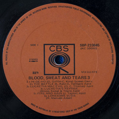 Blood, Sweat & Tears - Blood, Sweat And Tears 3 Vinyl LP (Used)
