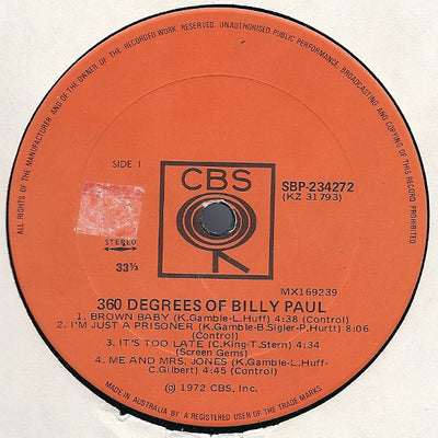 Billy Paul - 360 Degrees Of Billy Paul Vinyl LP (Used)