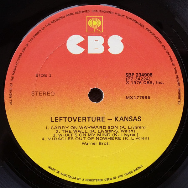 Kansas - Leftoverture Vinyl LP (Used)