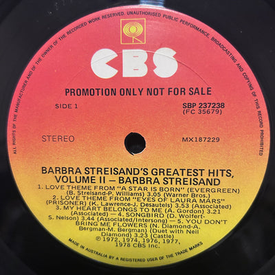 Barbra Streisand - Barbra Streisand's Greatest Hits - Volume 2 Vinyl LP (Used)