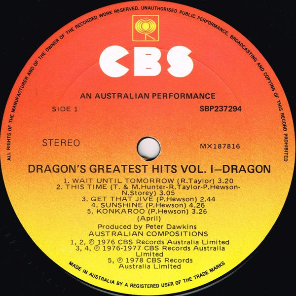 Dragon - Dragon's Greatest Hits Vol. 1 Vinyl LP (Used)