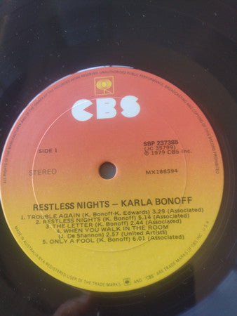 Karla Bonoff - Restless Nights Vinyl LP (Used)
