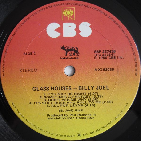 Billy Joel - Glass Houses Vinyl LP (Used)