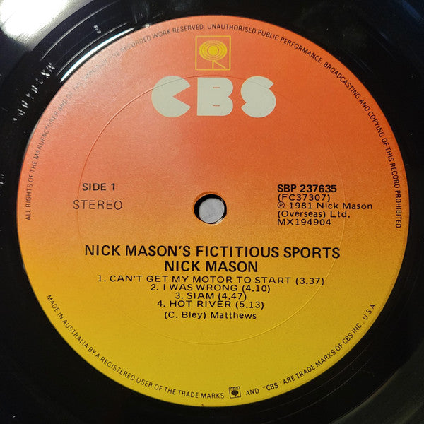 Nick Mason - Nick Mason's Fictitious Sports Vinyl LP (Used)