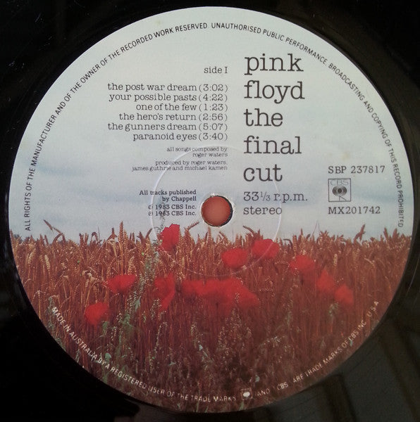 Pink Floyd - The Final Cut Vinyl LP (Used)