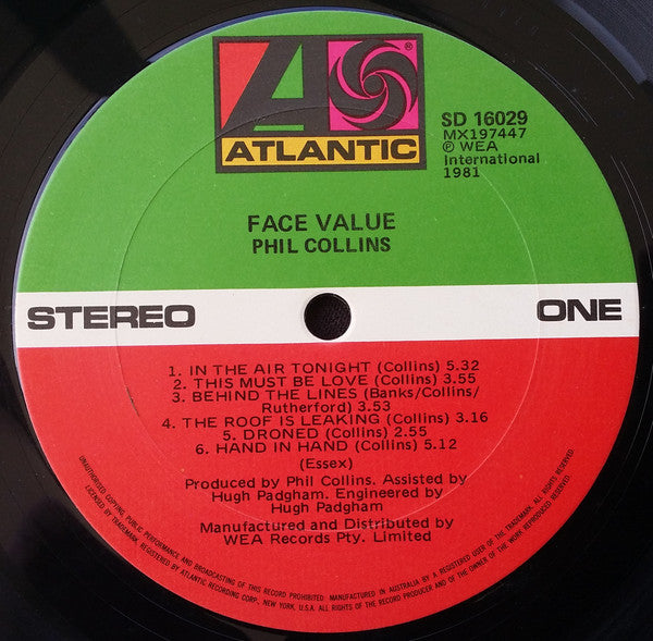 Phil Collins - Face Value Reissue Vinyl LP (Used)