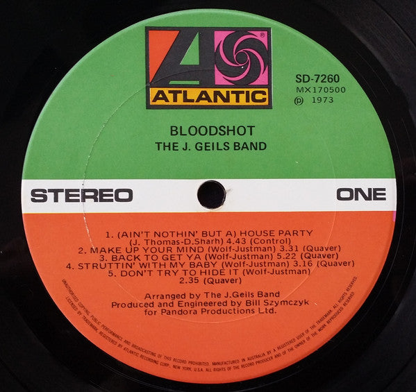 J. Geils Band - Bloodshot Vinyl LP (Used)