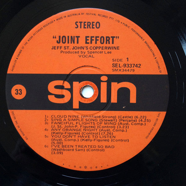 Jeff St John's Copperwine - Joint Effort Vinyl LP (Used)
