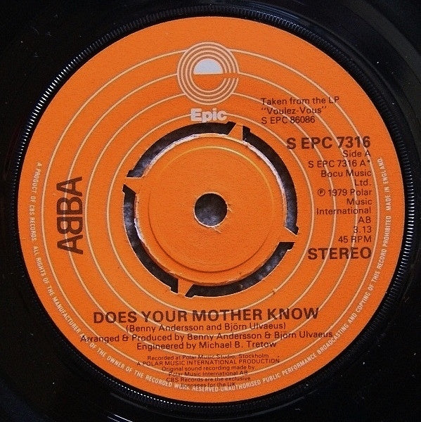 ABBA - Does Your Mother Know / Kisses Of Fire UK 7" Vinyl Single (Used)