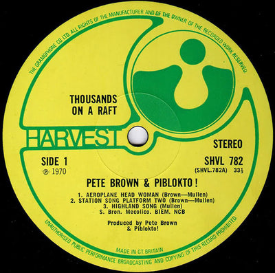 Pete Brown & Piblokto! - Thousands On A Raft Vinyl LP (Used)
