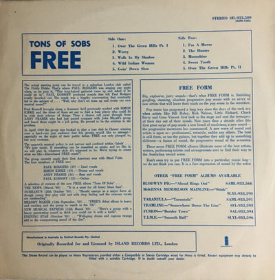 Free - Tons Of Sobs Vinyl LP (Used)