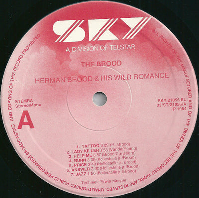 Herman Brood & His Wild Romance - The Brood Vinyl LP (Used)
