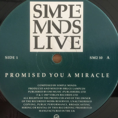 Simple Minds - Promised You A Miracle / Book Of Brilliant Things 10" Vinyl Single (Used)