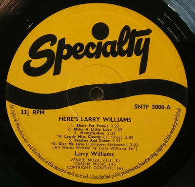 Larry Williams - Original Hits Vinyl LP (Used)