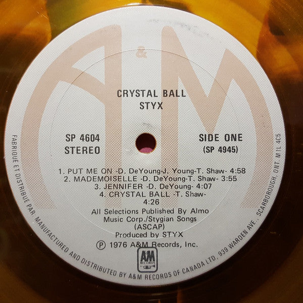 Styx - Crystal Ball Special Edition Gold Coloured Vinyl LP (Used)