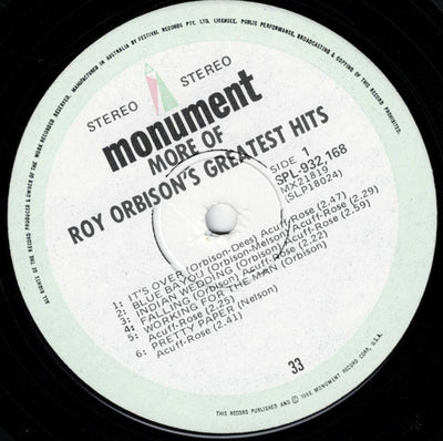 Roy Orbison - More Of Roy Orbison's Greatest Hits Vinyl LP (Used)