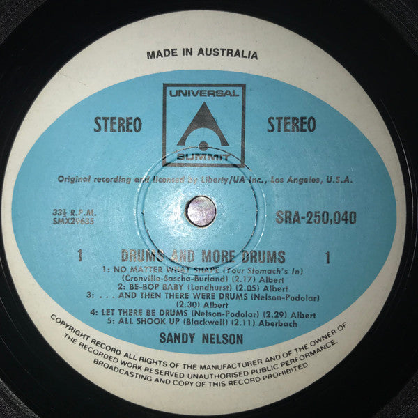 Sandy Nelson - Drums And More Drums! Vinyl LP (Used)
