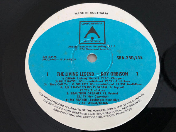 Roy Orbison - The Living Legend Vinyl LP (Used)