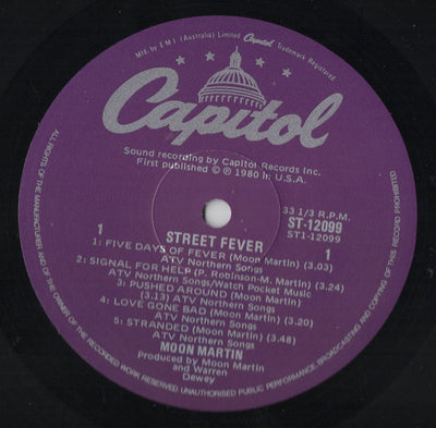 Moon Martin - Street Fever Vinyl LP (Used)