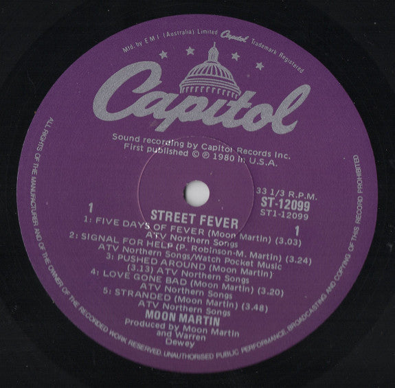 Moon Martin - Street Fever Vinyl LP (Used)