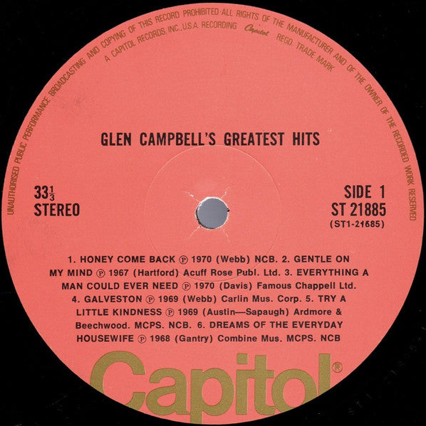 Glen Campbell - Glen Campbells Greatest Hits Vinyl LP (Used)