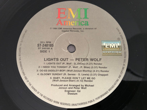 Peter Wolf - Lights Out Vinyl LP (Used)