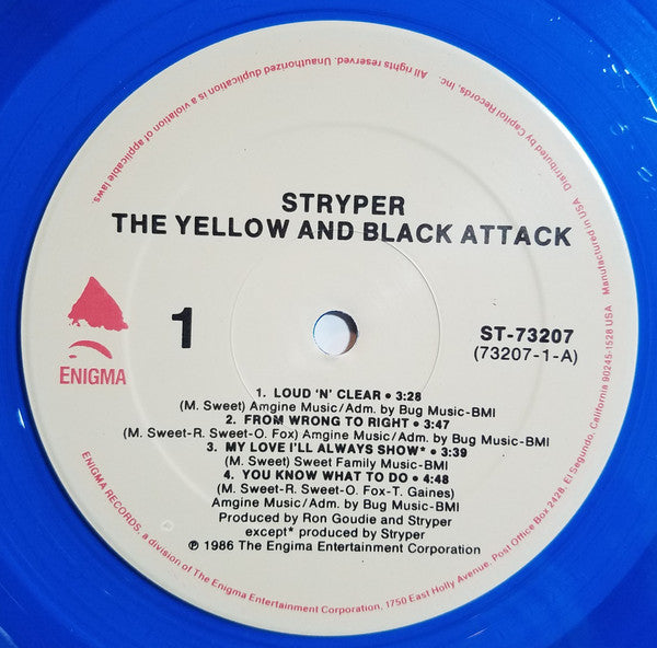 Stryper - The Yellow And Black Attack Blue Coloured Vinyl LP (Used)