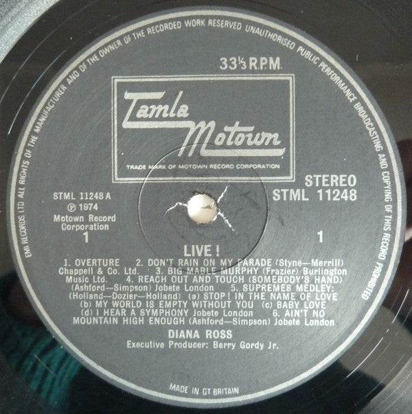 Diana Ross - Diana Ross Live Vinyl LP (Used)